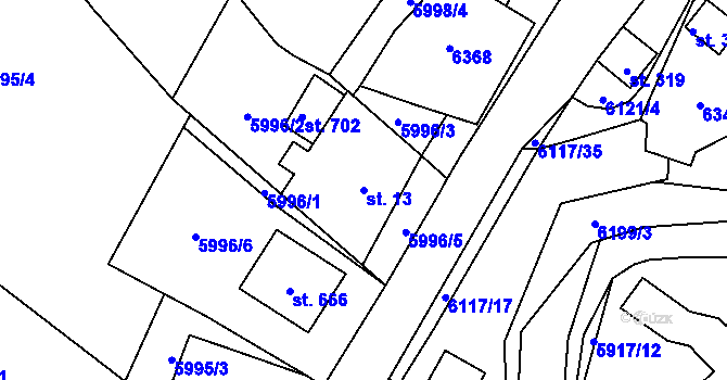 Parcela st. 13 v KÚ Svatý Štěpán, Katastrální mapa