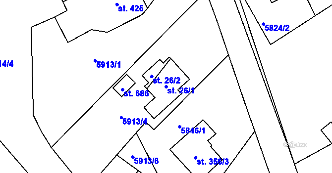 Parcela st. 26/1 v KÚ Svatý Štěpán, Katastrální mapa