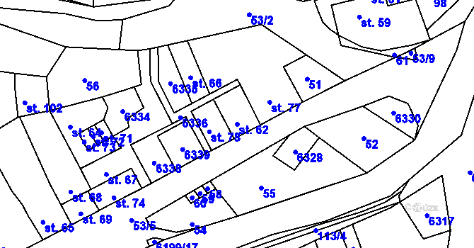 Parcela st. 62 v KÚ Svatý Štěpán, Katastrální mapa