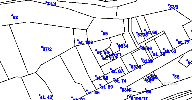 Parcela st. 64 v KÚ Svatý Štěpán, Katastrální mapa