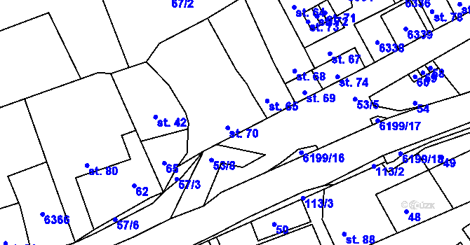 Parcela st. 70 v KÚ Svatý Štěpán, Katastrální mapa