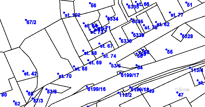 Parcela st. 74 v KÚ Svatý Štěpán, Katastrální mapa