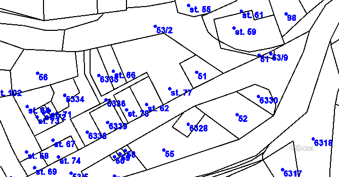 Parcela st. 77 v KÚ Svatý Štěpán, Katastrální mapa