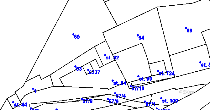 Parcela st. 82 v KÚ Svatý Štěpán, Katastrální mapa