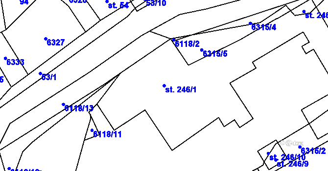 Parcela st. 246/1 v KÚ Svatý Štěpán, Katastrální mapa