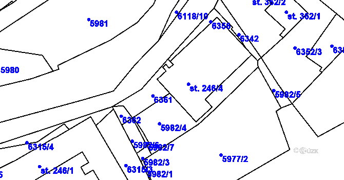 Parcela st. 246/3 v KÚ Svatý Štěpán, Katastrální mapa
