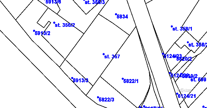 Parcela st. 357 v KÚ Svatý Štěpán, Katastrální mapa