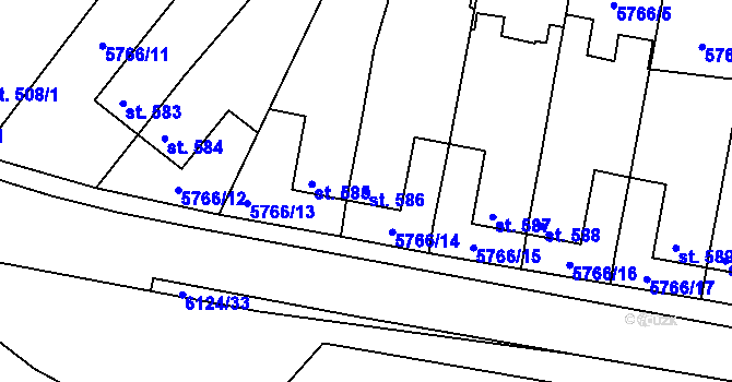 Parcela st. 586 v KÚ Svatý Štěpán, Katastrální mapa