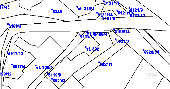 Parcela st. 592 v KÚ Svatý Štěpán, Katastrální mapa