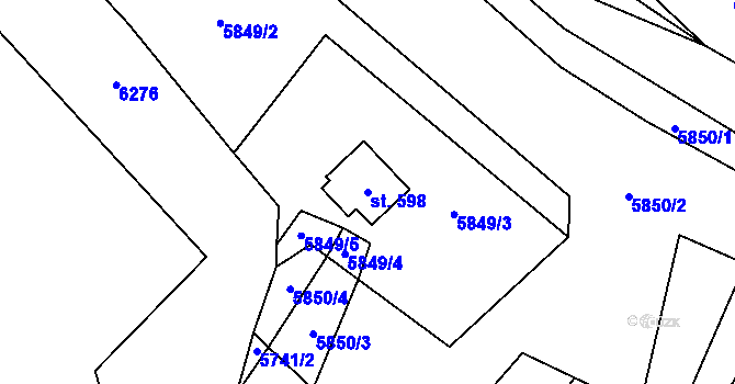 Parcela st. 598 v KÚ Svatý Štěpán, Katastrální mapa
