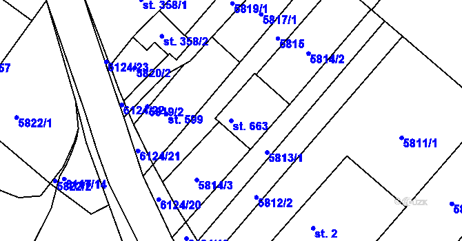 Parcela st. 663 v KÚ Svatý Štěpán, Katastrální mapa