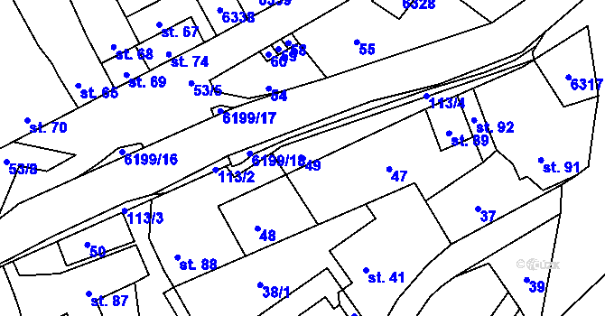 Parcela st. 49 v KÚ Svatý Štěpán, Katastrální mapa