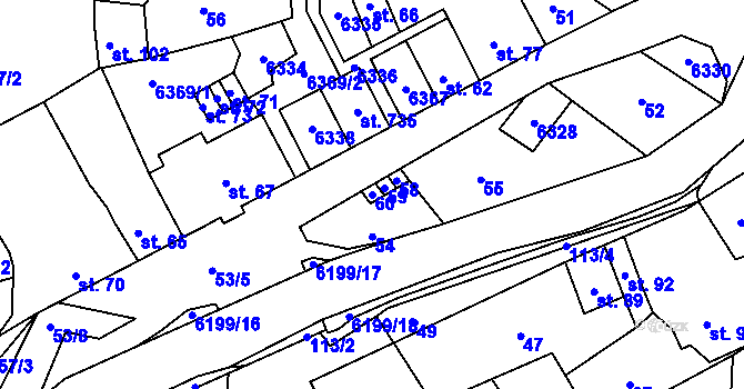 Parcela st. 60 v KÚ Svatý Štěpán, Katastrální mapa
