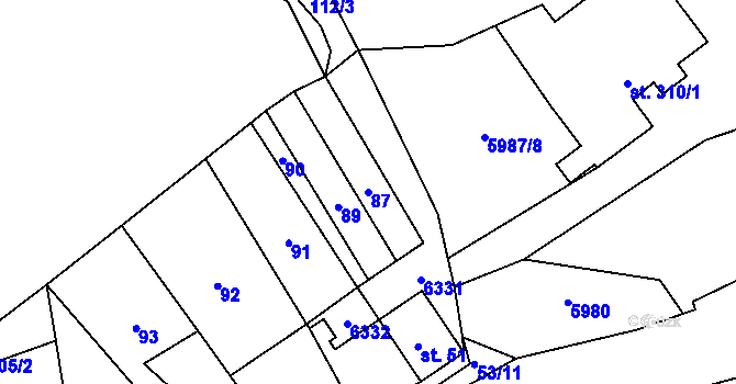 Parcela st. 87 v KÚ Svatý Štěpán, Katastrální mapa
