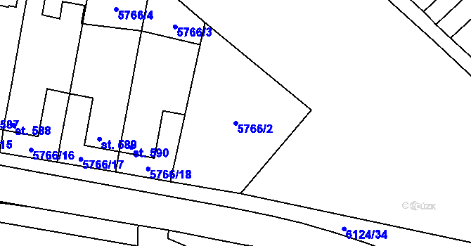 Parcela st. 5766/2 v KÚ Svatý Štěpán, Katastrální mapa