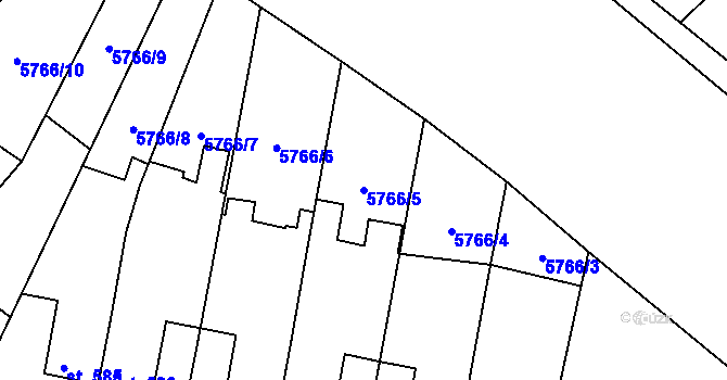 Parcela st. 5766/5 v KÚ Svatý Štěpán, Katastrální mapa