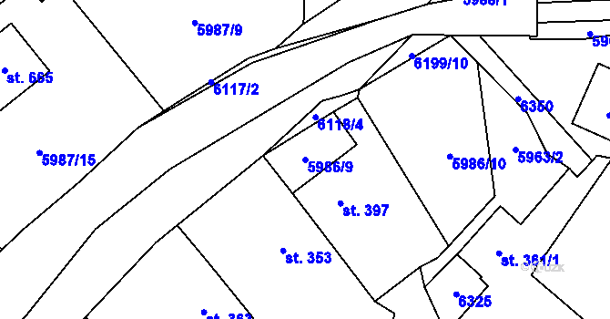 Parcela st. 5986/9 v KÚ Svatý Štěpán, Katastrální mapa