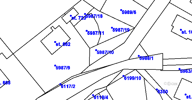Parcela st. 5987/10 v KÚ Svatý Štěpán, Katastrální mapa