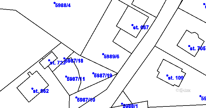 Parcela st. 5989/6 v KÚ Svatý Štěpán, Katastrální mapa