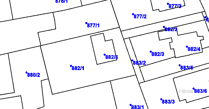 Parcela st. 882/5 v KÚ Štěpánkovice, Katastrální mapa