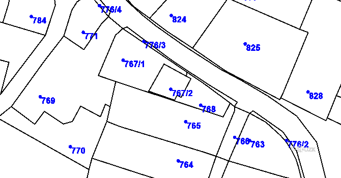 Parcela st. 767/2 v KÚ Štěpánkovice, Katastrální mapa