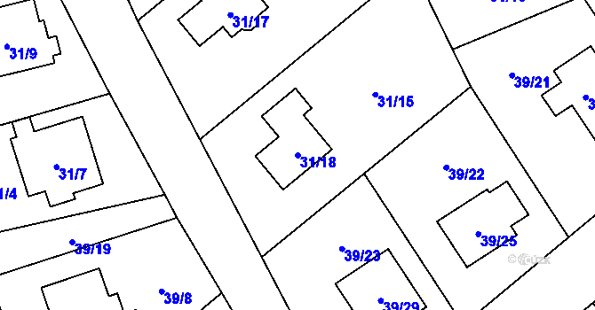Parcela st. 31/18 v KÚ Štěpánkovice, Katastrální mapa