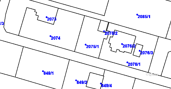 Parcela st. 2075/1 v KÚ Štěpánkovice, Katastrální mapa