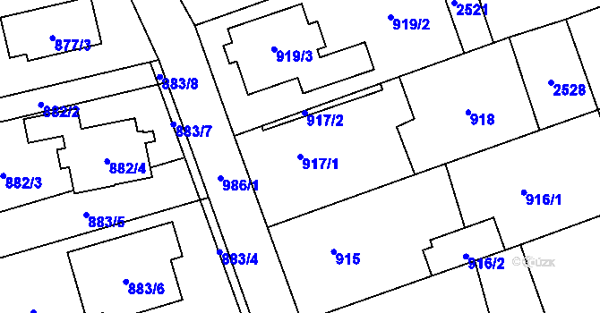 Parcela st. 917/1 v KÚ Štěpánkovice, Katastrální mapa
