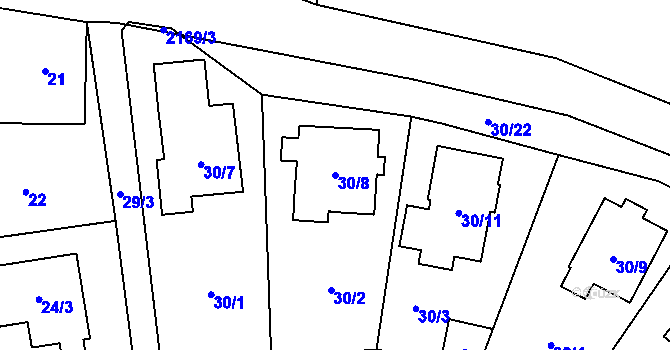 Parcela st. 30/8 v KÚ Štěpánkovice, Katastrální mapa