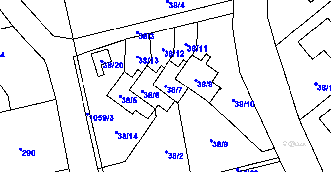 Parcela st. 38/7 v KÚ Štěpánkovice, Katastrální mapa
