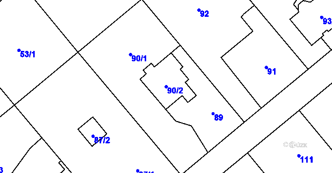 Parcela st. 90/2 v KÚ Štěpánkovice, Katastrální mapa
