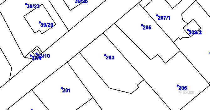 Parcela st. 203 v KÚ Štěpánkovice, Katastrální mapa
