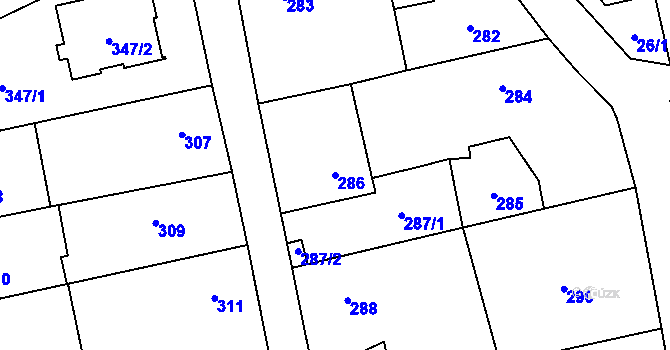 Parcela st. 286 v KÚ Štěpánkovice, Katastrální mapa