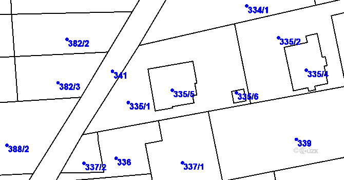 Parcela st. 335/5 v KÚ Štěpánkovice, Katastrální mapa