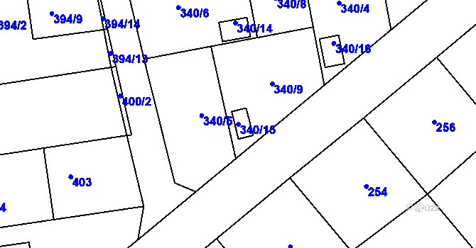 Parcela st. 340/15 v KÚ Štěpánkovice, Katastrální mapa