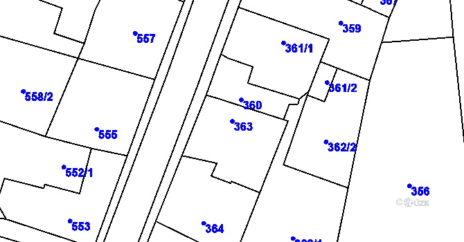 Parcela st. 363 v KÚ Štěpánkovice, Katastrální mapa