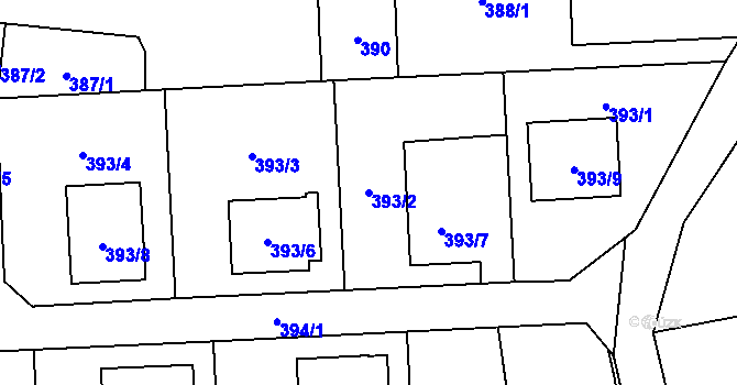 Parcela st. 393/2 v KÚ Štěpánkovice, Katastrální mapa