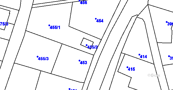 Parcela st. 455/2 v KÚ Štěpánkovice, Katastrální mapa