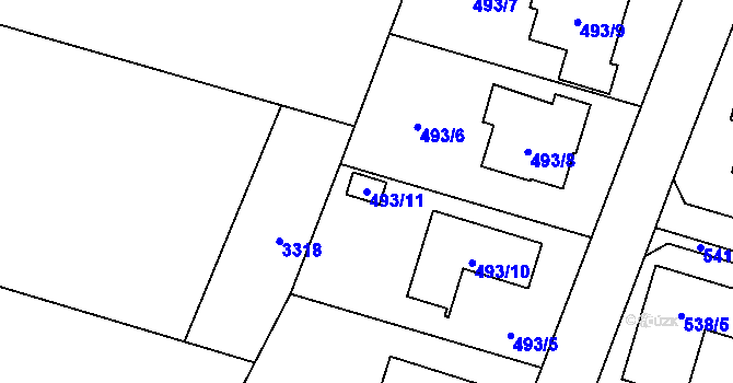 Parcela st. 493/11 v KÚ Štěpánkovice, Katastrální mapa