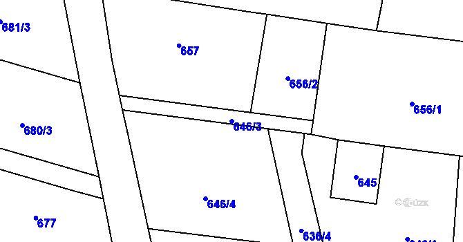 Parcela st. 646/3 v KÚ Štěpánkovice, Katastrální mapa