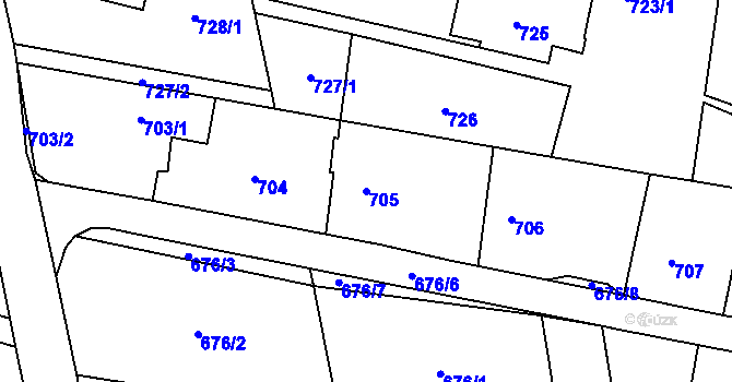 Parcela st. 705 v KÚ Štěpánkovice, Katastrální mapa