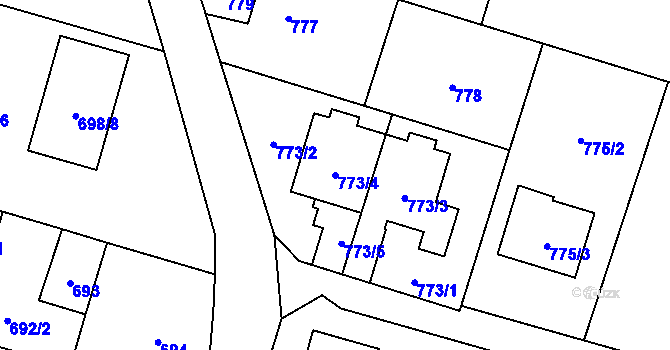 Parcela st. 773/4 v KÚ Štěpánkovice, Katastrální mapa