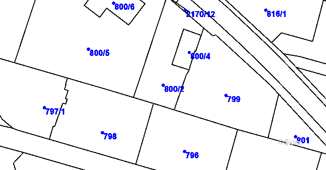 Parcela st. 800/2 v KÚ Štěpánkovice, Katastrální mapa