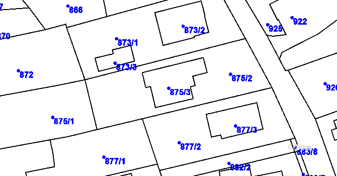 Parcela st. 875/3 v KÚ Štěpánkovice, Katastrální mapa