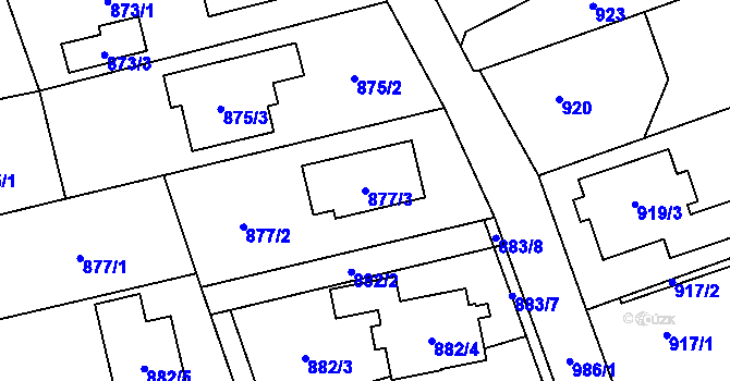 Parcela st. 877/3 v KÚ Štěpánkovice, Katastrální mapa
