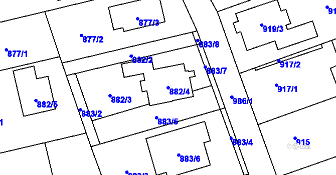 Parcela st. 882/4 v KÚ Štěpánkovice, Katastrální mapa