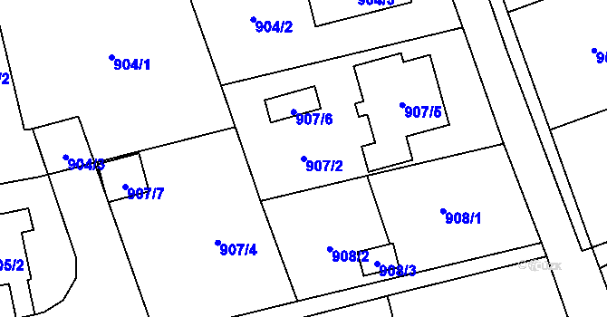 Parcela st. 907/2 v KÚ Štěpánkovice, Katastrální mapa