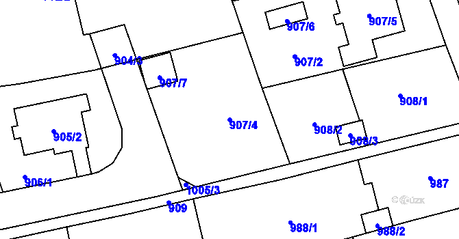 Parcela st. 907/4 v KÚ Štěpánkovice, Katastrální mapa