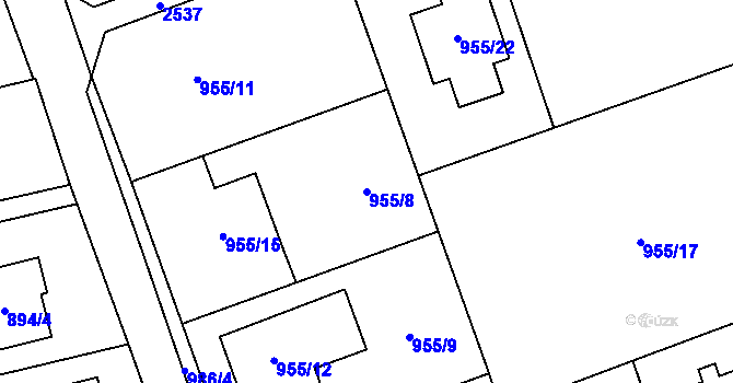 Parcela st. 955/8 v KÚ Štěpánkovice, Katastrální mapa