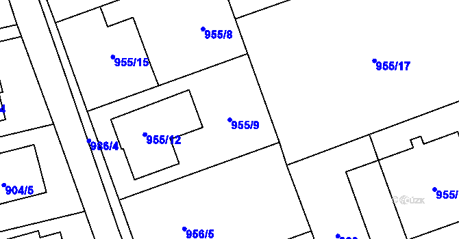 Parcela st. 955/9 v KÚ Štěpánkovice, Katastrální mapa